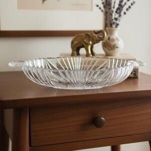 1930s Hazel-Atlas Etched Olive/Relish Dish- Sawtooth Rim with Handles *‎